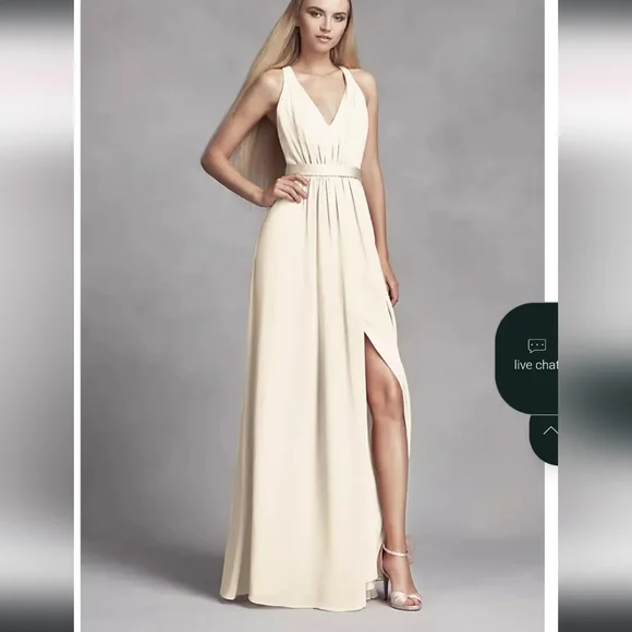 Vera Wang White Davids Bridal 20 Long Blush Dusty Rose Chiffon Dress Cross Back - Picture 15 of 15